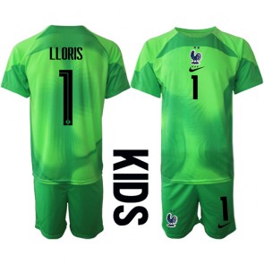 France Hugo Lloris #1 Goalkeeper Replica Away Stadium Kit for Kids World Cup 2022 Short Sleeve (+ pants)